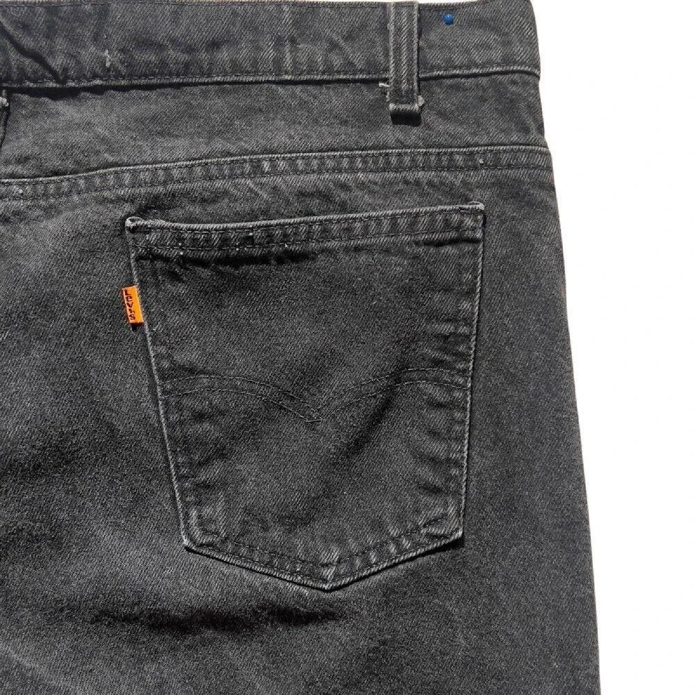 Levi's Vintage Orange Tab Denim Shorts 11in Black Wash Distressed 90's Size‎ 42